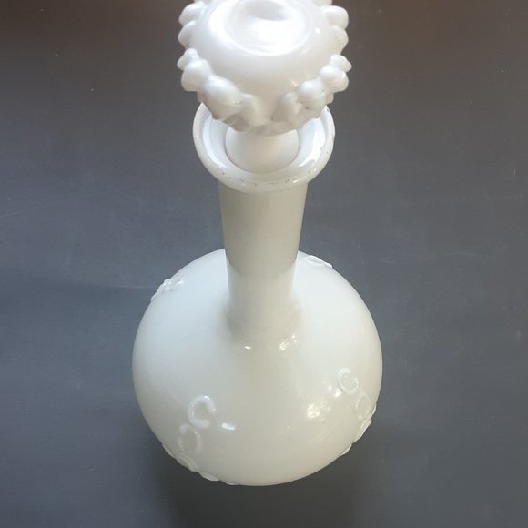 Milk Glass Victorian Decanter Apothecary Barber Bottle with Stopper Antique 11" - Picture 11 of 12